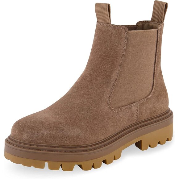 Luxurious Women's Derby Chelsea Boots in Camel Suede with Memory Foam Comfort - Picture 1 of 5